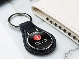 Fiat Abarth Portachiavi Per Cani Pelle Finta Dura Bordo Raro